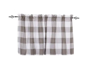 Home Collections by Raghu 78" x 36" 2 Pcs Buffalo Check Tiers -  Cream, Pewter - Picture 1 of 1