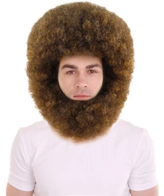Men Adult Mellow Painter Afro Wig, with Full Beard Set, Cosplay Hallowee HM-897A - Image 1 of 4