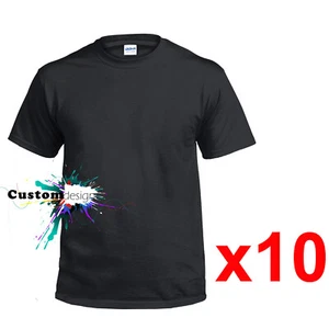10 Packs Gildan Black T-SHIRT Basic Tee S - 5XL Men Heavy Cotton - Picture 1 of 4