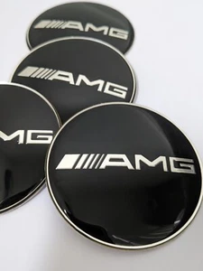 4 Stück 65 mm Auto Felgendeckel Aufkleber Felgenaufkleber für Mercedes Benz AMG Badge Schwarz - Bild 1 von 3