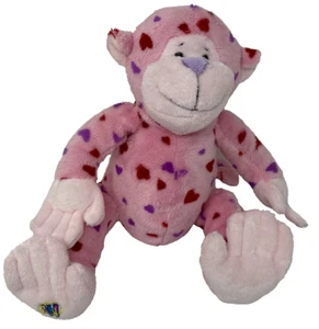 Pink Love Monkey Hearts Plush Stuffed Animal Retired No Code HM343 Webkinz Ganz - Picture 1 of 6