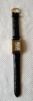 Nuevo en caja Reloj Gossip Tono Dorado GSP173A Cara Mop Correa Cuero Negro 5.5"-7" Nuevo Batt. Foto 1 de 4