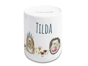 Spardose Kinder Jungen mit Namen Geldgeschenk personalisiert Waldtiere Geschenk - Bild 1 von 8