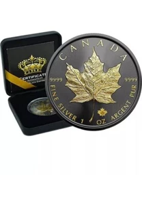 2024 CANADA GOLD BLACK EMPIRE EDITION MAPLE LEAF 1 Oz 9999 SILVER COIN 5$ - Picture 1 of 6