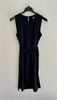 La Redoute Midi Shift Dress Black Slip Side Split Waist Tie UK 14 - NEW - Image 1 of 4