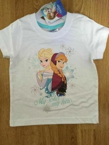 BNWT Frozen T Shirt Girls White Disney Top Short Sleeve Sz 18-24 months - Picture 1 of 3