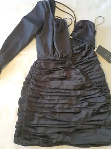 Abito Drappeggiato Asimmetrico Zara Nero Taglia S - Foto 1 di 10