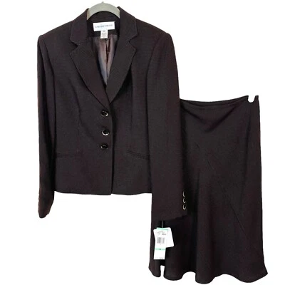 Jones New York Falda Traje Para Mujer Talla 8 Marrón y Blanco Punto Nuevo Con Etiquetas Precio de venta sugerido por el fabricante 240 Foto 1 de 4