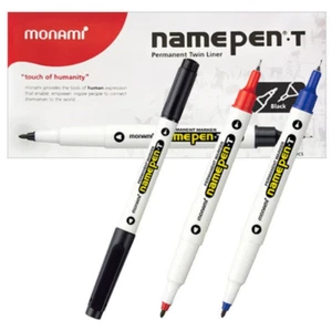 12pcs Permanent Marker Pen Monami T  1.0mm / 0.4mm Twin Name Tags Black Blue Red - Picture 1 of 6