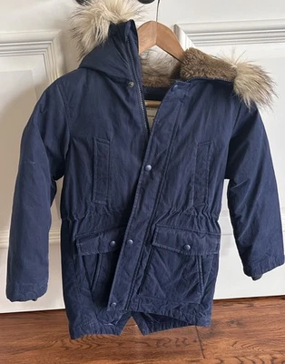 Abrigo Parka J Crewcuts Niños Azul Marino 6-7 Usado en Excelente Condición Plumón Mezcla Plumas Foto 1 de 4