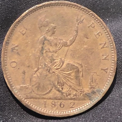 Moeda de bronze 1862 Grã-Bretanha um centavo - Estado XF (extra fino) - Imagem 1 de 4
