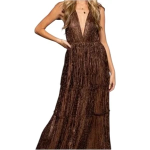 SABINA MUSAYEV Revolve Kleid Bronze Metallic Maxi Stufen Whimsical Fairy Gr. M - Bild 1 von 13