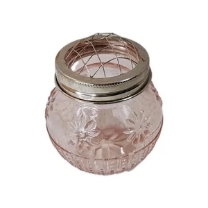 ASP Vintage Pink Pressed Glass Rose Bowl with Dome Wire Frog Collectible MCM - Picture 1 of 18