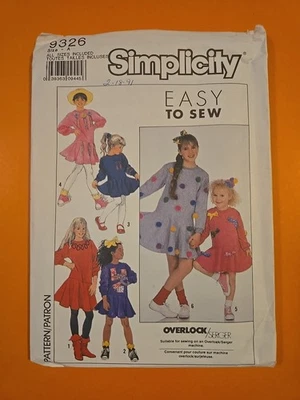 SIMPLICITY PATTERN   9326 CHILDS' KNIT DRESS WITH TRIM VARIATIONS / Size ALL - Image 1 of 3
