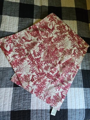 Pottery Barn Alpine Toile Fabric Table Runner 18x108" Red Stag - Image 1 of 4