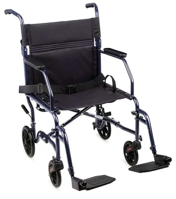 Carex Transport Wheelchair With 19 inch Seat - Folding Transport Chair with Foot - Image 1 of 4