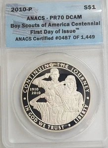 2010 P Boy Scouts Centennial PR70 DCAM, First Day of Issue, #0487/1449 - Picture 1 of 3