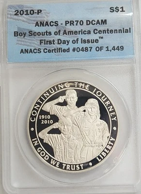 2010 P Boy Scouts Centennial PR70 DCAM, First Day of Issue, #0487/1449 - Image 1 of 3