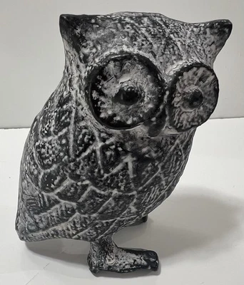 Estatuilla de búho de hierro fundido estatua estante cuidador decoración del hogar acabado rústico  Foto 1 de 4