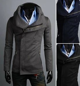 Mens Quality Dandy High Neck Zipper Blazer Casual Jumper Outwear Coat Jacket Top - Picture 1 of 6