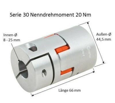 COUPTEC Klauenkupplung, Elastomer CTE-2-030, Ø-Außen 44,5, L 66, Ø-Innen 8-25 NEU!
