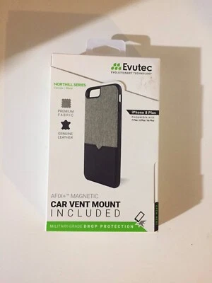 Evutec Iphone 8 Plus Case w/ Car Vent Mount- Northhill Series Canvas Black - Image 1 of 3