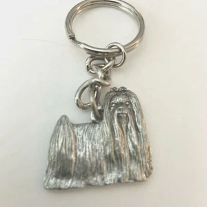 Maltese Fine PEWTER Dog 3D Keychain Key Chain Ring Fob GG Harris - Picture 1 of 4