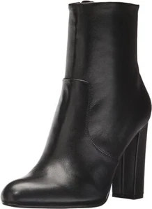 Steve Madden Editor Black Leather Fashion Pointed Toe Womens Dress Ankle Boots - Picture 1 of 9