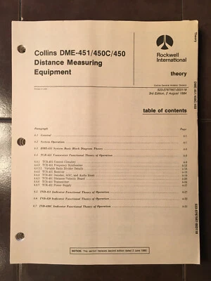 Manual de servicio y piezas Rockwell Collins DME 451, DME-450C y DME-450 Foto 1 de 4