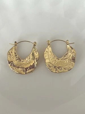 Damen Creolen Ohrringe Gold Vintage Stil 18k vergoldet Edelstahl Frauen Geschenk - Bild 1 von 4