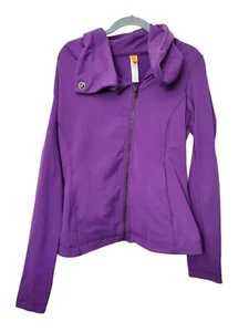 Lucy Women’s Hatha Yoga Asymmetrical Full Zip Jacket Purple Cowl Neck Sz Medium - Picture 1 of 7