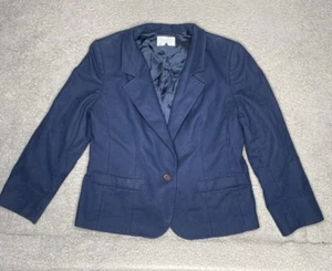 Vintage Pendleton Blazer Damen klein dunkelblau 100% Schurwolle Einknopf - Bild 1 von 10