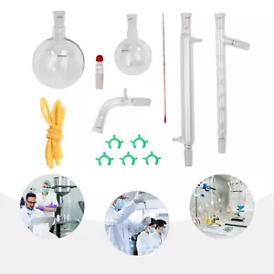 13PCS Lab Chemilcal Unit 24/40 Joints Glass Organic Chemistry Lab Glassware Kit - Picture 1 of 24