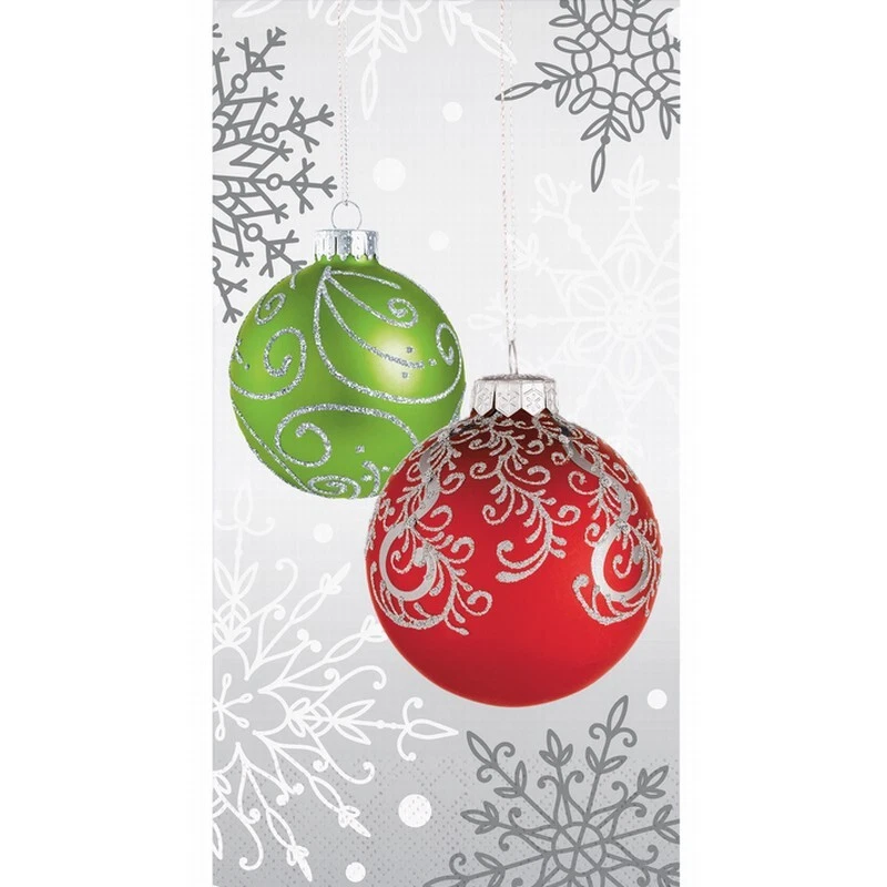 CREATIVE CONVERTING Jingle Bell Elegant Ornaments 3-Ply Guest Dinner Napkins Paper 16 Pack Tableware