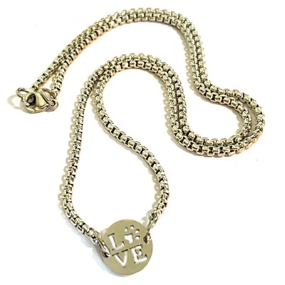 Collana da donna con ciondolo in acciaio inox catenina girocollo lunga 45 cm - Immagine 1 di 4