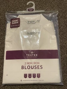Trutex TWIN PACK White 32" Age12 Girls Short Sleeve Rever Collar Blouse. - Picture 1 of 5