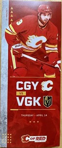 2022 Calgary Flames Vs Vegas Golden Knights Game Day Line Up Card.
