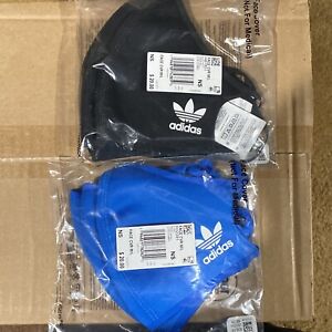 2 adidas Face Mask Cover Protection Black Blue M/L (3 Pack) *6 TOTAL*