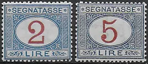 1903 Italia segnatasse Lire 2 + 5 bc MNH Sassone n. 29/30 - Foto 1 di 1