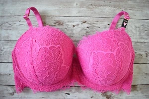 Victoria's Secret 32DDD *DREAM ANGELS* LINED DEMI LACE BRA *Fluo Pink* - Picture 1 of 5