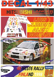 DECAL 1/43 MITSUBISHI LANCER EVO IV L.CLIMENT R.FINLAND 1998 20th (04) - Picture 1 of 1