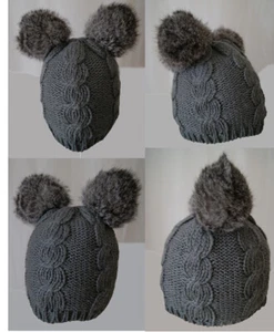 Bommelmütze,  Wintermütze,  Mütze mit Echt Fell Bommel Gr. 55-56 cm ,NEU - Bild 1 von 10