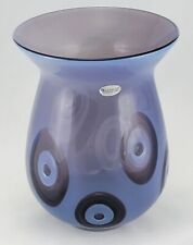 Signed Fenton International Purple Opalescent Art Glass Optic Eye Vase 8" Tall
