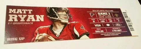 2014 New Orleans Saints Atlanta Falcons Football Ticket Drew Brees Cover
