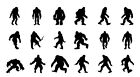 Pack of 18 Various Big Foot Silhouette Stickers - Sasquatch Stickers