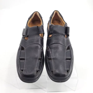 JOHNSON & MURPHY Mens Leather Fisherman Sandals Size 8.5M Black Close Toe - Picture 1 of 10