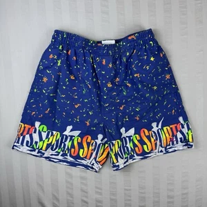 VTG 80s Hobie Swim Trunks Mens Medium Swimsuit Shorts Neon All Over Print USA - Picture 1 of 11