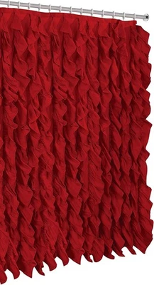 Cortina de ducha de tela con volantes Waterfall Shabby Chic roja Foto 1 de 4