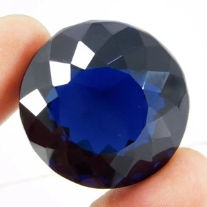 Certified 144.00 Ct Natural Teal Blue Indicolite Tourmaline Round Cut Gemstone - Picture 1 of 11