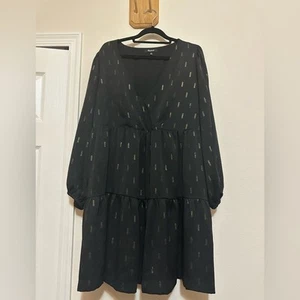 Madewell Minikleid schwarz gold metallic Wickeloptik Stufen Gr. 2X Party Date Nacht - Bild 1 von 9
